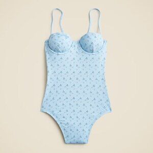 J.Crew Calm Blue Eyelet Balconette Underwire One-Piece Swimsuit 2 51988